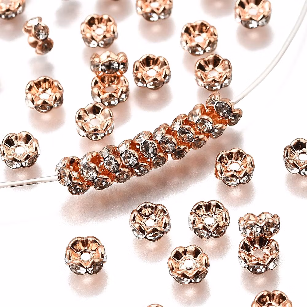 3675 Strass rondell mässing 5x2,5mm rosé guld, 50stk