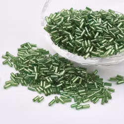 3932 Bugle/rör pärlor i glas grön 12x2mm  200stk