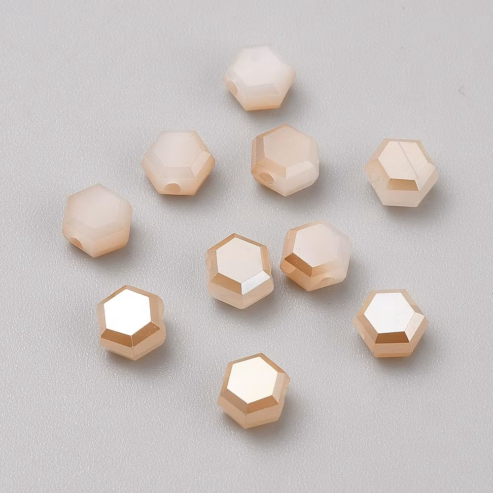 3977 Glaspärla sexkantig Peachpuff 5x6x3mm, 100stk