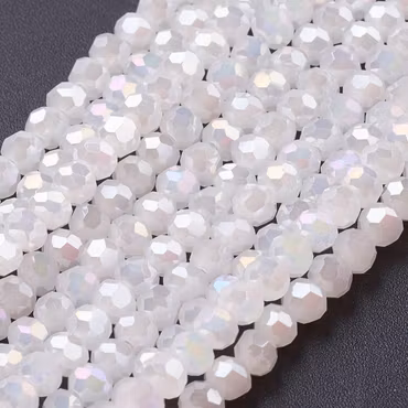 3986 Glaspärla rund pärlemoglans, vit 3mm
