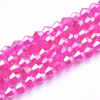 3992 Glaspärla bicone electropläterad Magenta 4~4,5x4mm