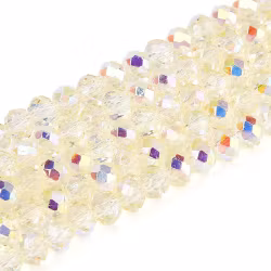 4004 Glaspärla rondell halvpläterad ab, lemon chiffon 3.5~4x3mm