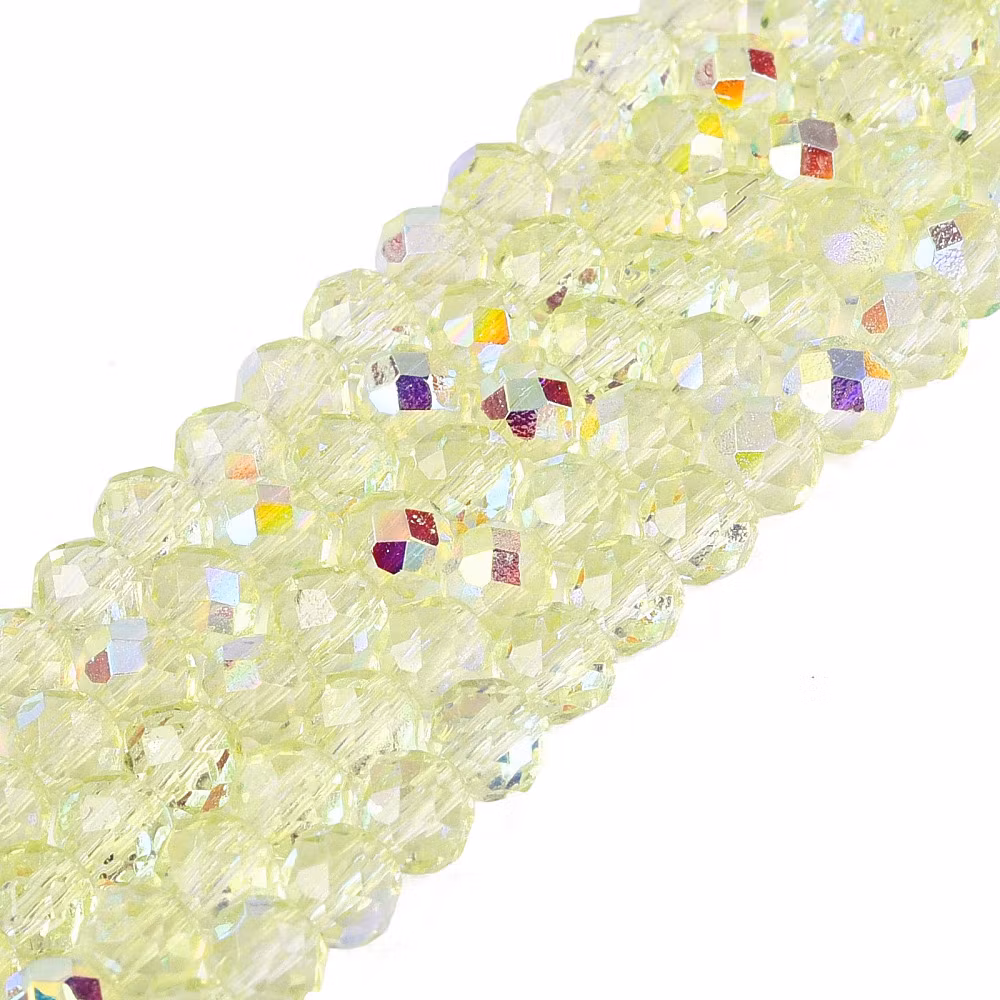 4006 Glaspärla rondell halvpläterad ab, honeydew 3.5~4x3mm