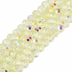 4006 Glaspärla rondell halvpläterad ab, honeydew 3.5~4x3mm