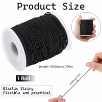 4034 Elastisk nylon tråd rund, svart, 1mm