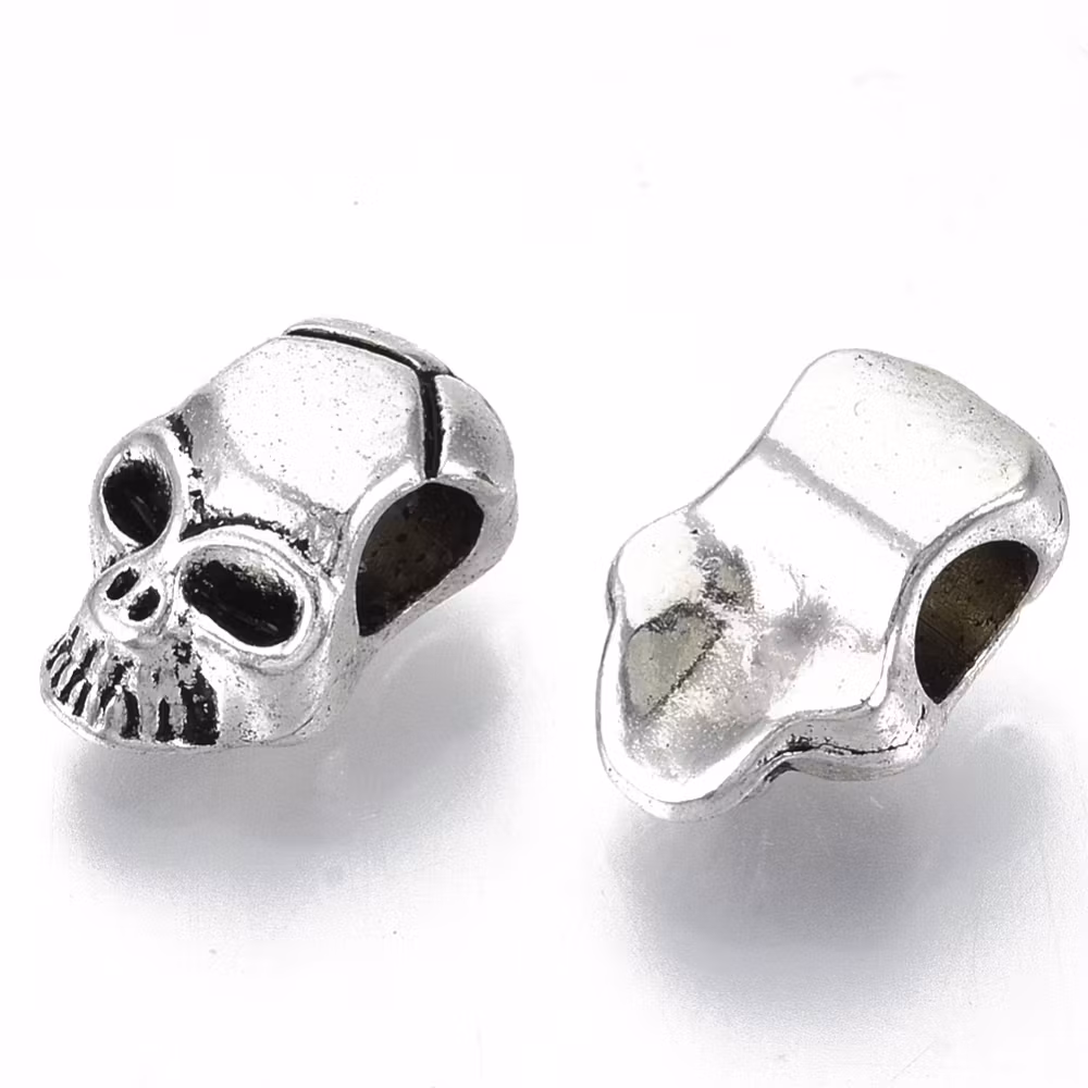 4047 Döskalle tibetansk stil 12mm, metallmellandel, 20stk