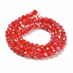 4059 Glaspärla elektropläterad, rund, Crimson röd, 4,5x4mm