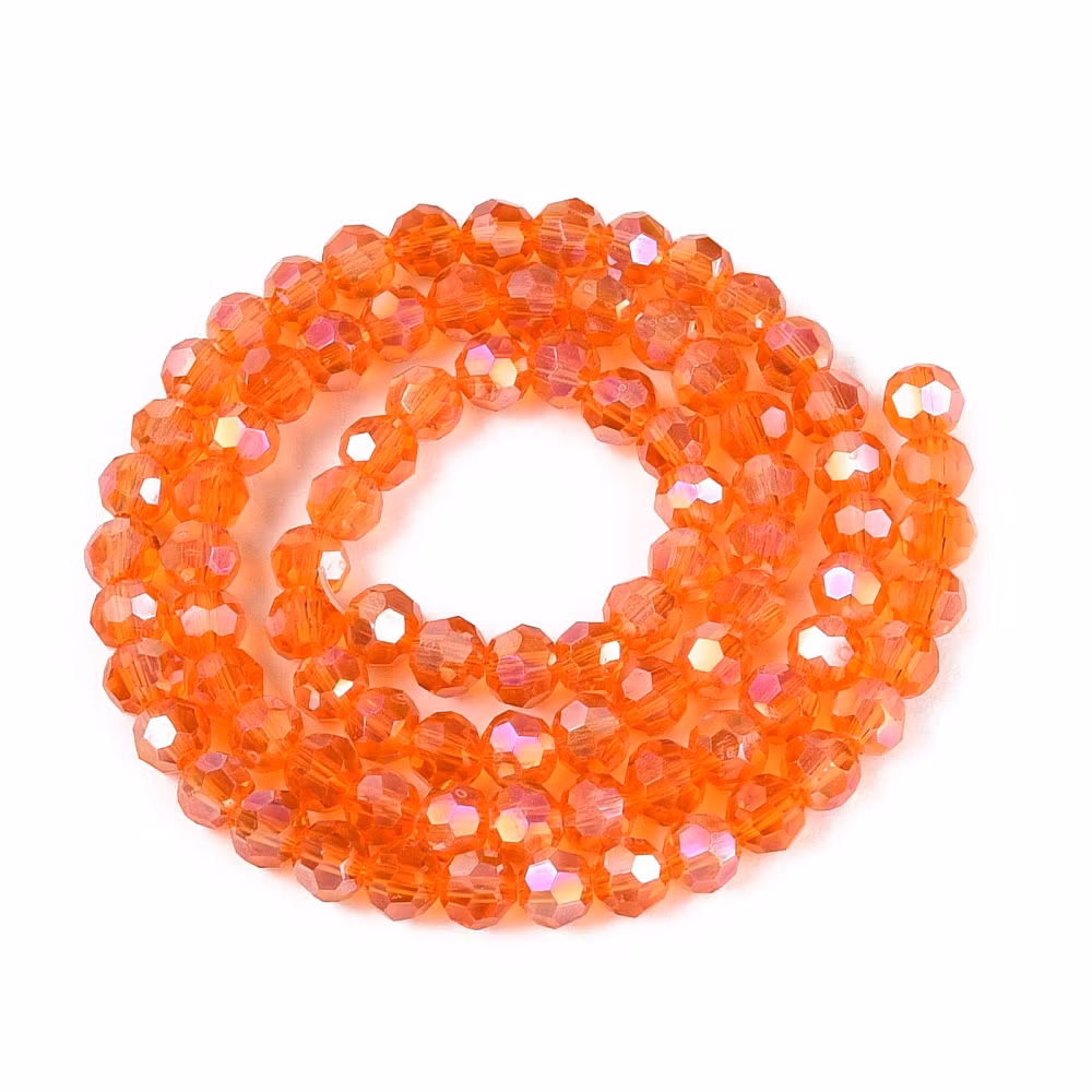 4060 Glaspärla elektropläterad, rund, Corall orange, 4,5x4mm