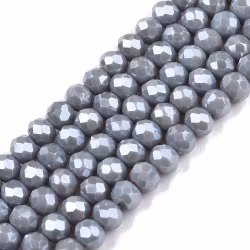 4064 Glaspärla elektropläterad, rondell, mörkgrå, 4x3mm