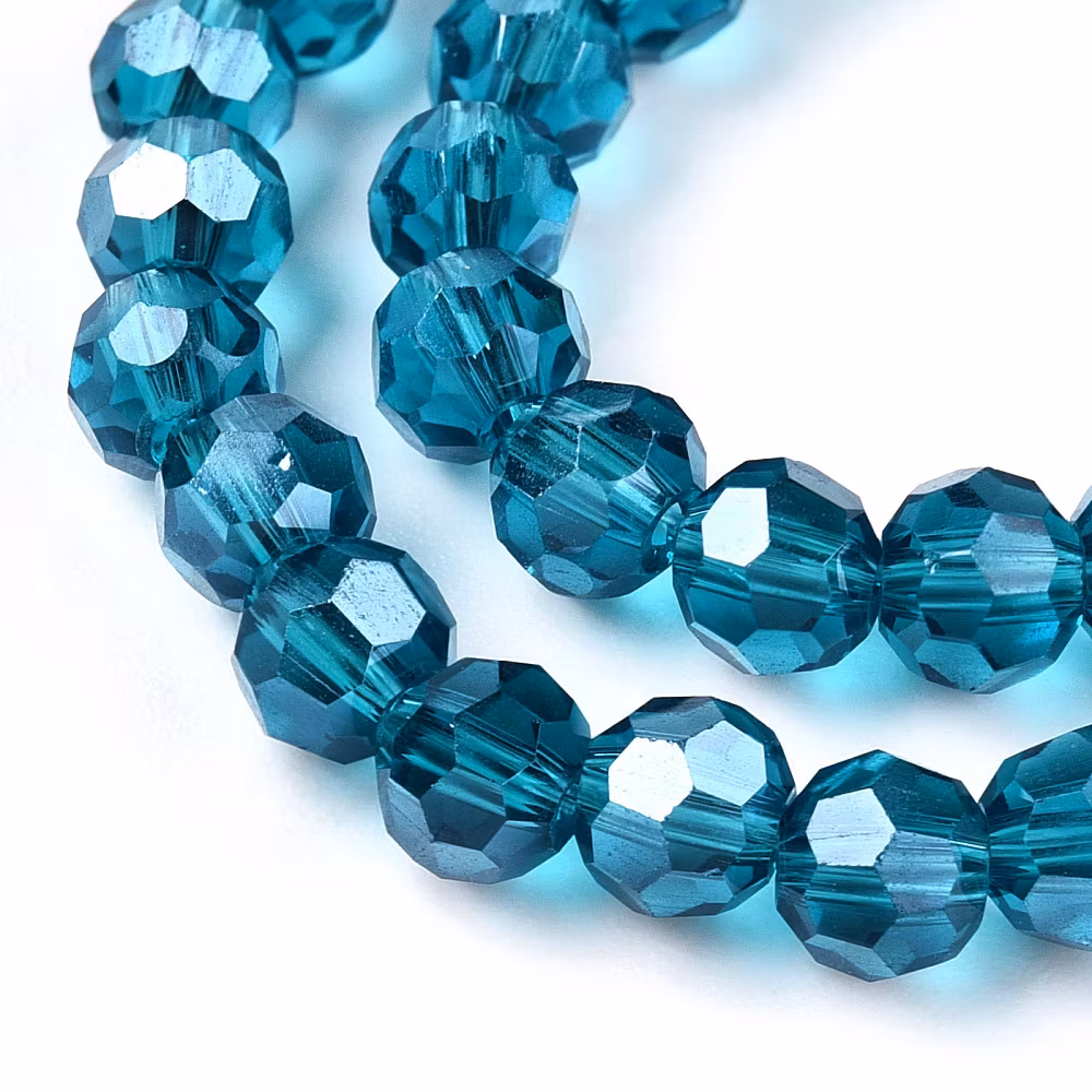 4067 Elektropläterade glaspärlor, rund 4mm steel blue