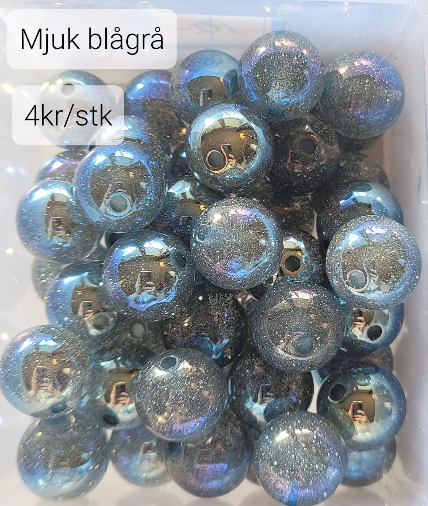 Galaxy resin penpärla BLÅGRÅ