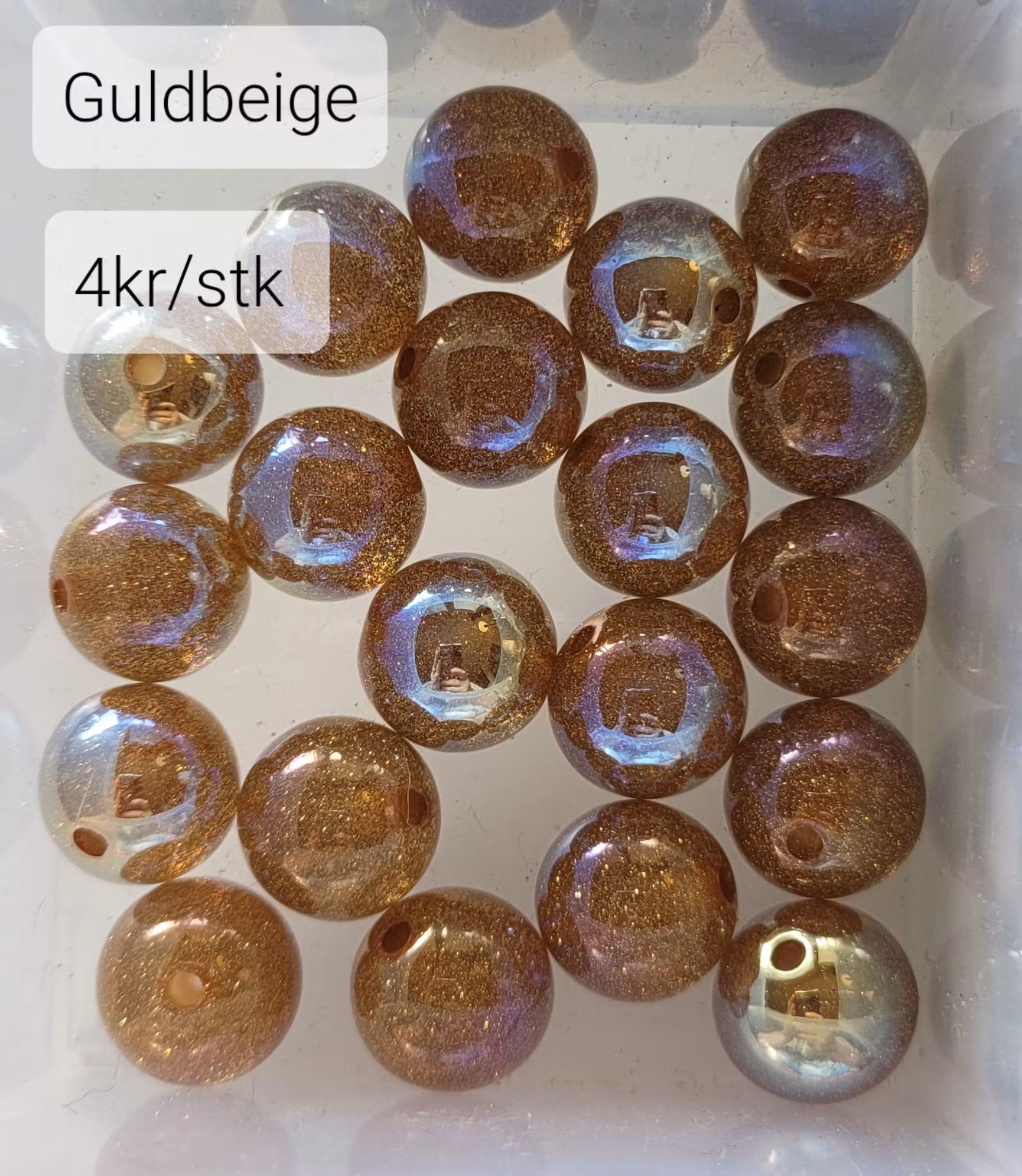 Galaxy resin penpärla guldbeige