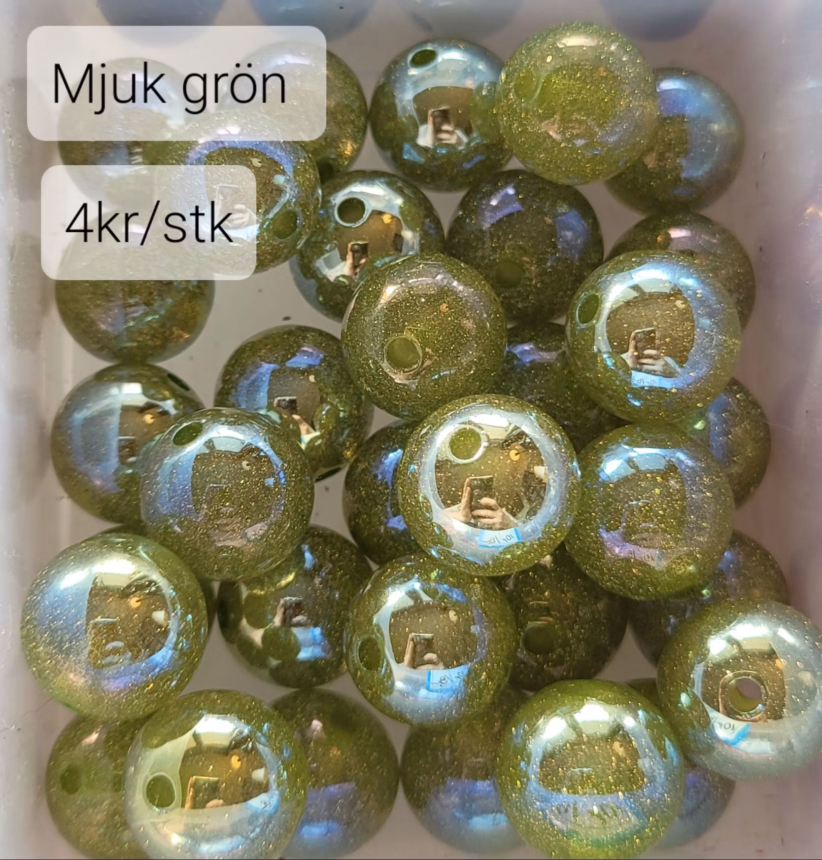 Galaxy resin penpärla mjuk grön