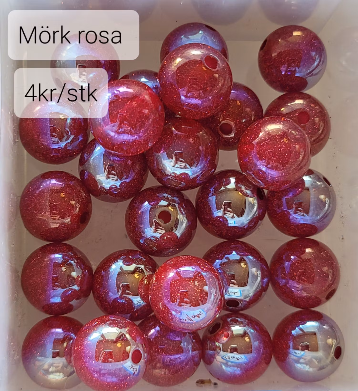Galaxy resin penpärla mörk rosa