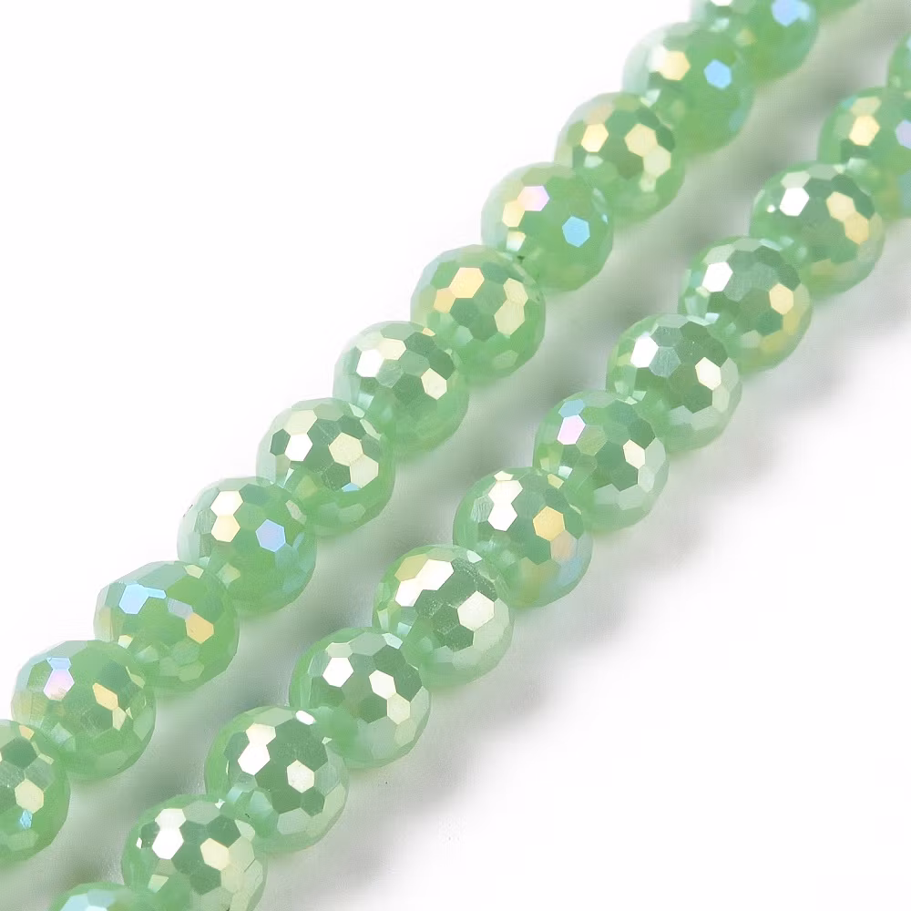 4134 Glaspärla rund elektro ab-effekt, 5~6mm light green