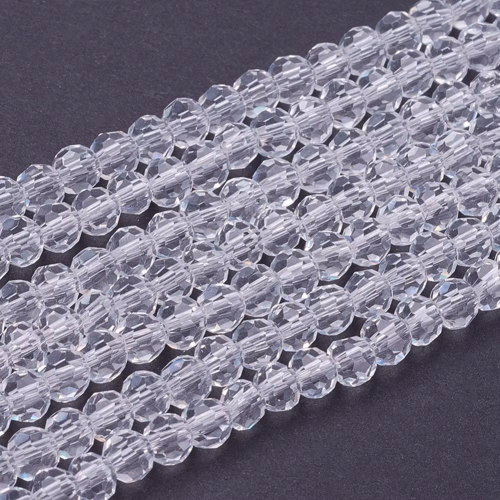 4136 Glaspärla fasett rund transparent 4mm