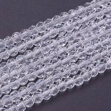 4136 Glaspärla fasett rund transparent 4mm