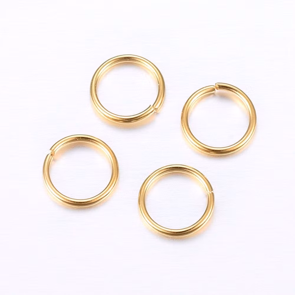 4187 rostfritt stål guldpläterad bind ring 8x0,9mm, 50-pack