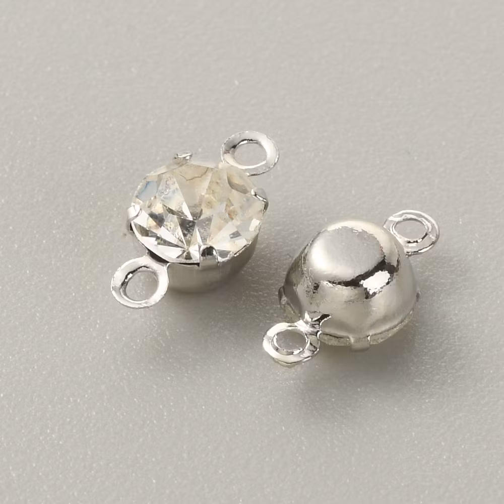 4215 Mellandel länk med Zirkona stenar 9,5x5x4mm, 20-pack