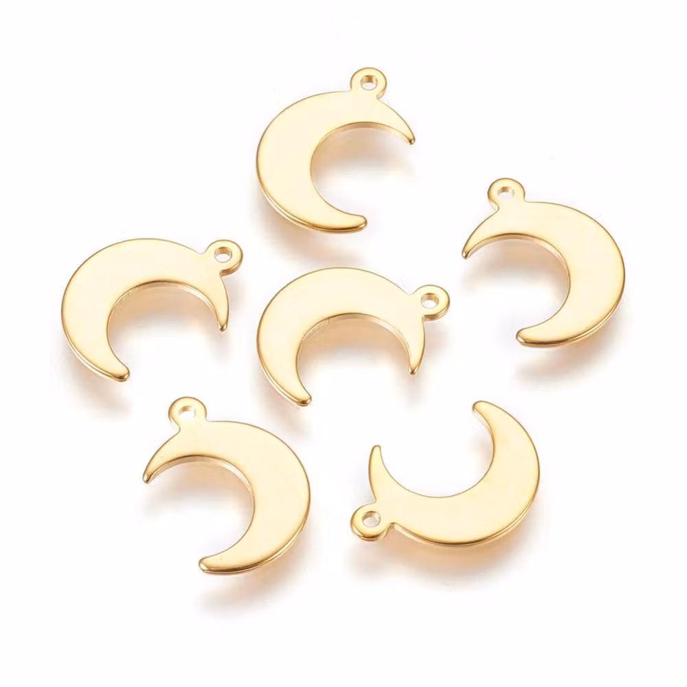 4221 Berlock rostfritt stål (304) 24 karat plätering, 15,5x11x1mm, 10-pack