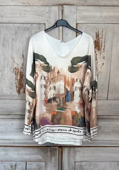 Mönstrad topp ljusbeige