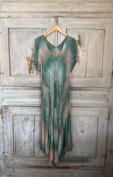 Klänning batikmönstrad grön