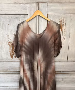 Klänning batikmönstrad brun