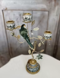 Ljusstake Fågel/blad grön
