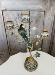 Ljusstake Fågel/blad grön