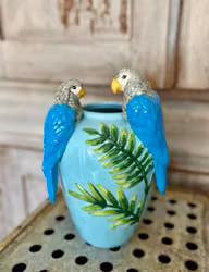 Vas med papegojor, blå