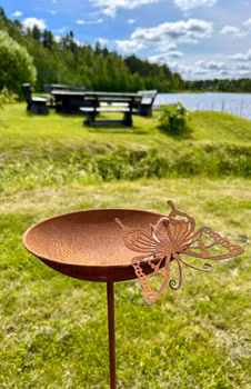Fågelbad rost m fjäril