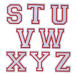 Bokstäver Vit & röd- 11,5 cm (A-Z) - XL
