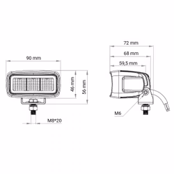 LED Arbets/Backljus 15W