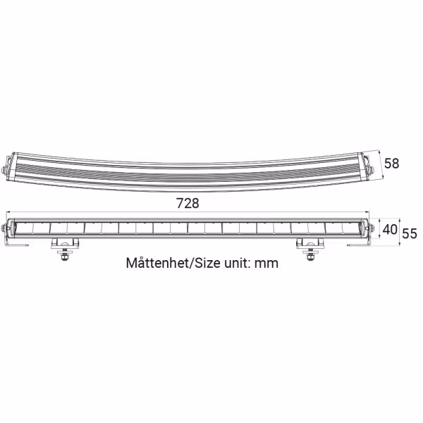 LED Ramp hydra kurvad 30" med positionsljus