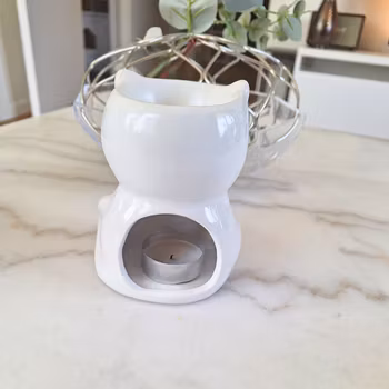 Vit katt vaxbrännare