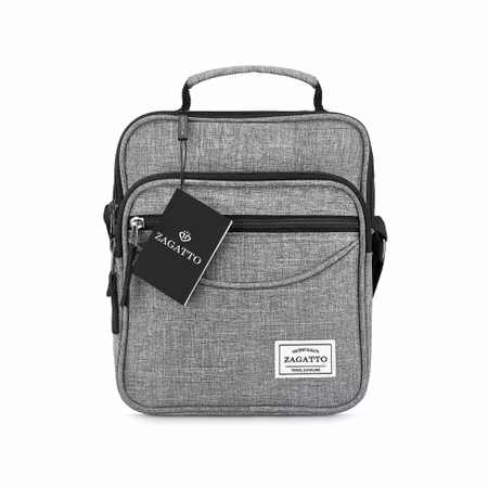 Grå herraxelväska med handtag