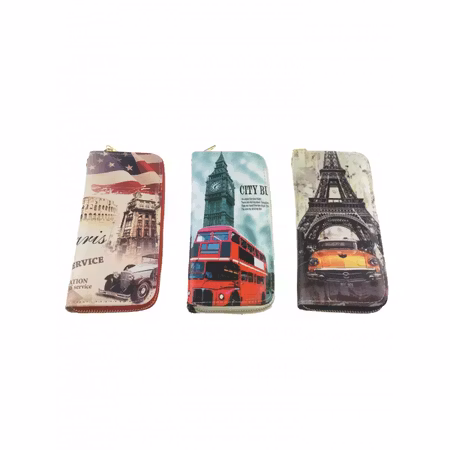 Plånbok i fint mönster "Städer" XL