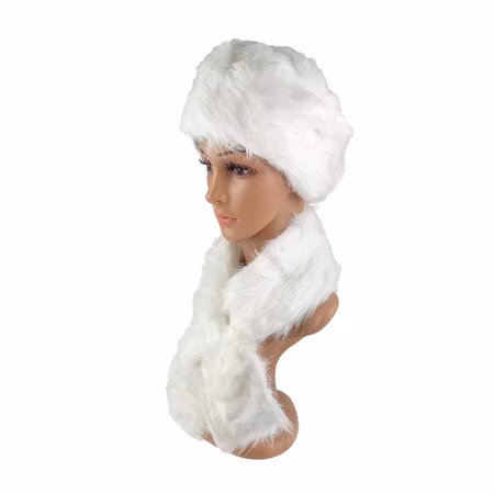 Mössa och halsduk, vit