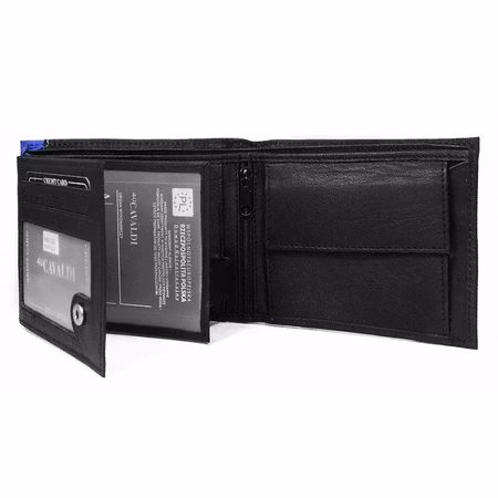 4U Cavaldi svart/blå läderplånbok