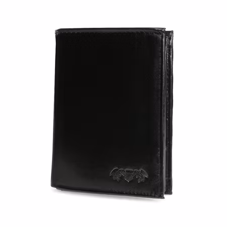 Svart läderplånbok för män, vertikal RFID-plånbok