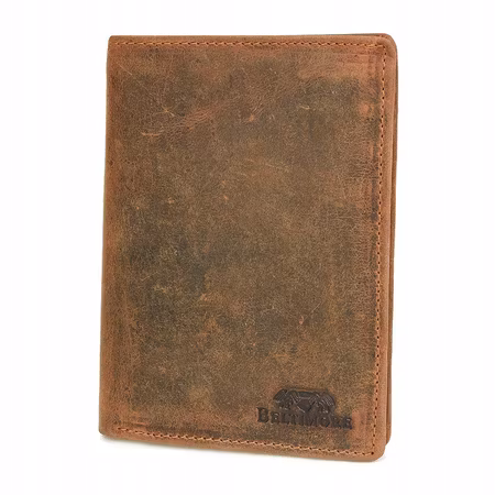 Läderplånbok för män, brun vintage