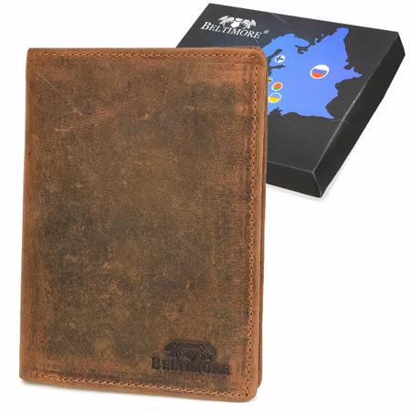 Läderplånbok för män, brun vintage