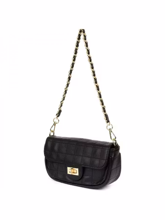 Svart quiltad2 -i-1 väska med kedja, svart