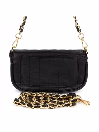 Svart quiltad2 -i-1 väska med kedja, svart