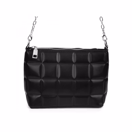 Svart handväska för kvinnor, elegant quiltad axelväska
