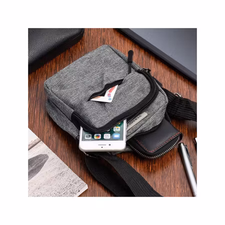 Liten herrväska Grå axelremsväska Versoli