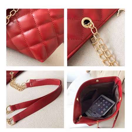 Röd Elegant PU-läderhandväska