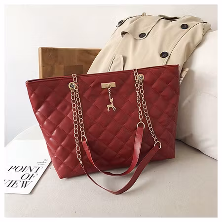 Röd Elegant PU-läderhandväska