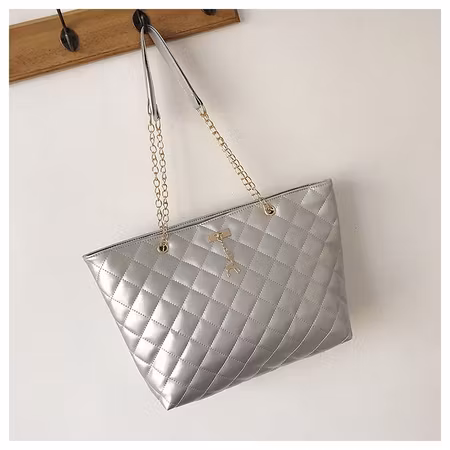 Elegant PU-läderhandväska i silver