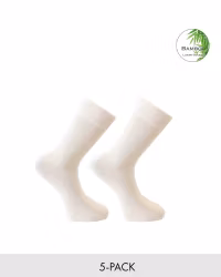 Bambustrumpa Utan Tåsöm, Beige 5-Par